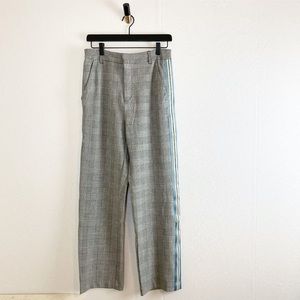 Romeo + Juliet Houndstooth Plaid Track Pants Straight Leg Dress Pants Blue Grey